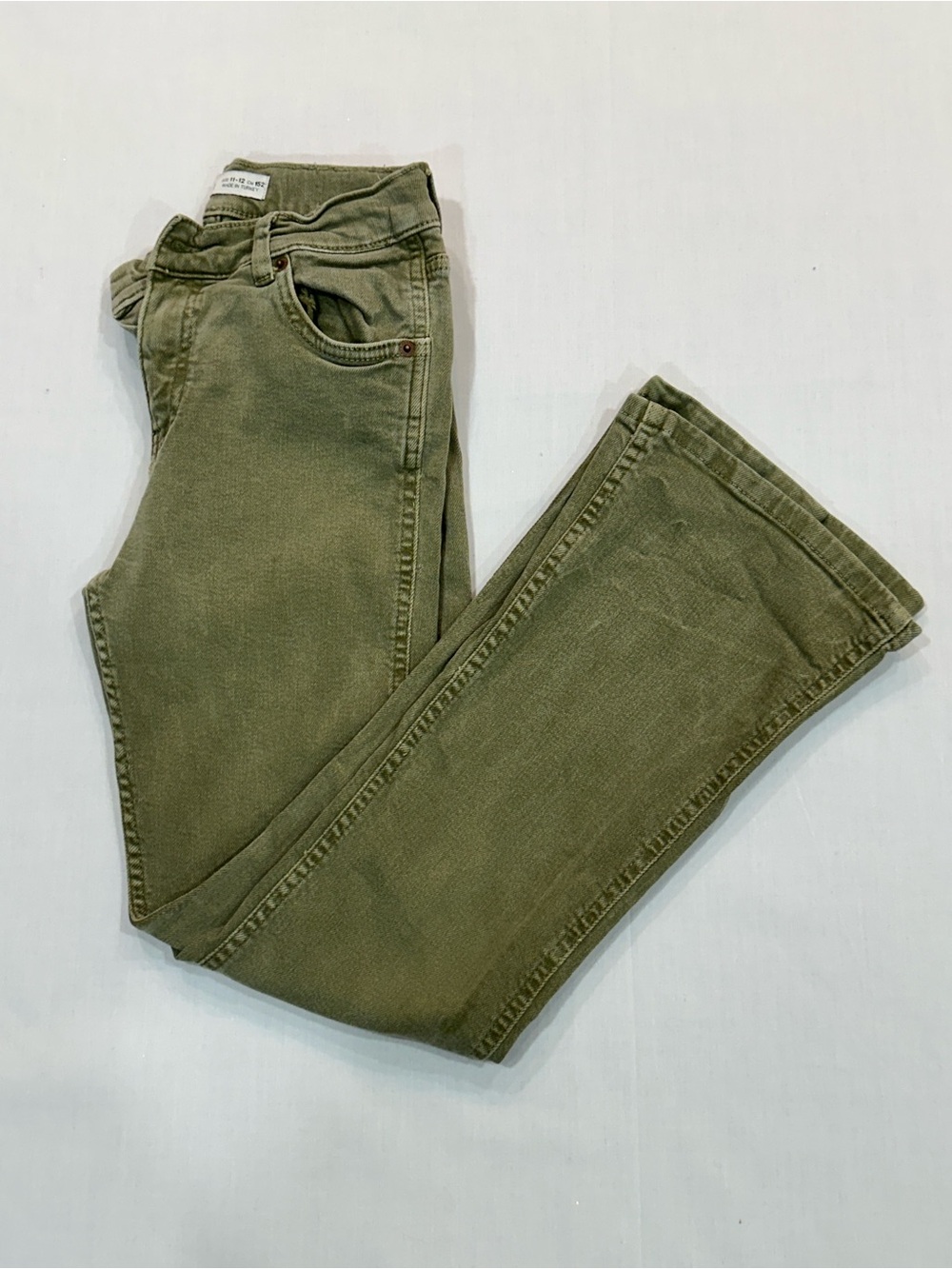 Zara Kids Olive Green Straight Flare Jeans Size 11-12
